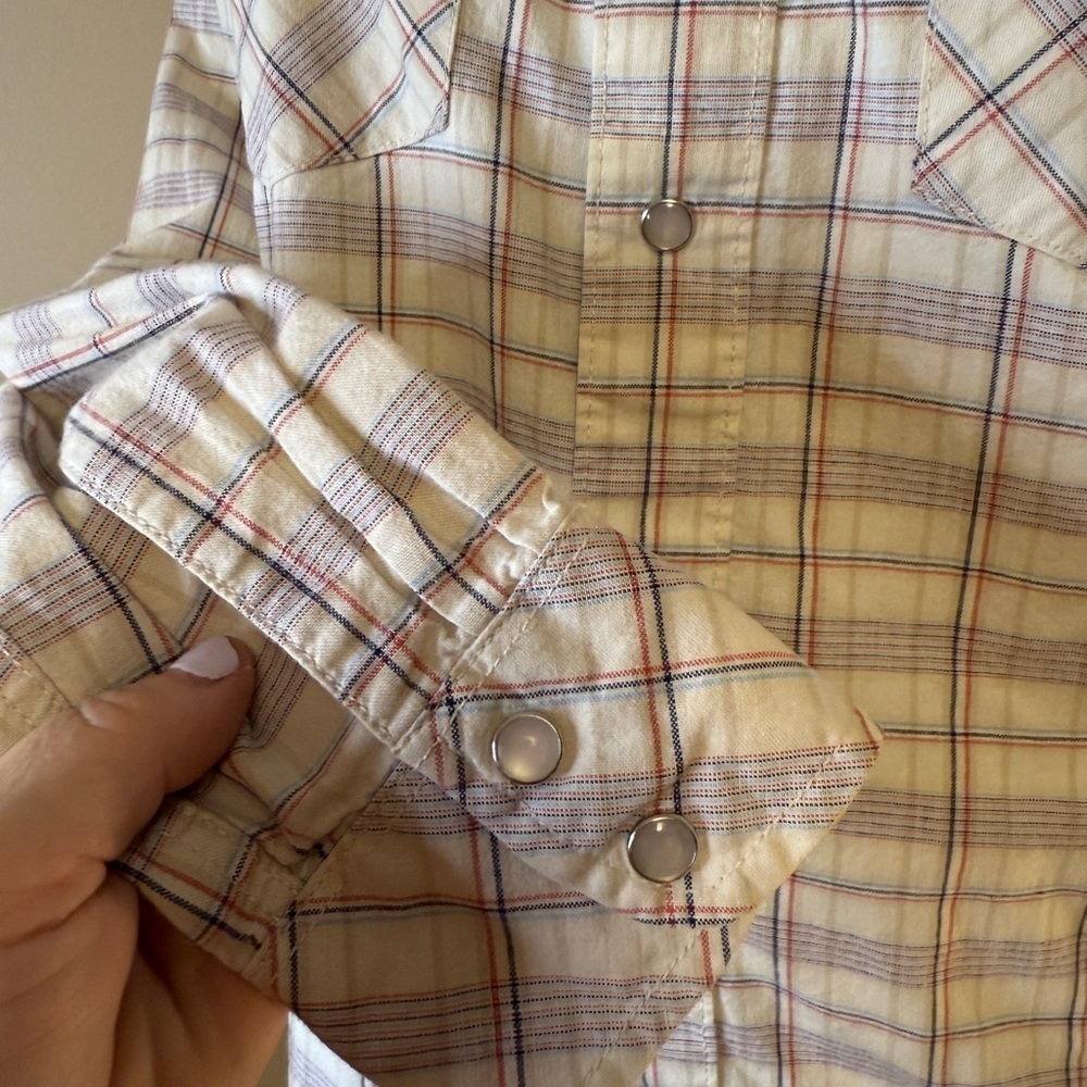 LEVIS PLAID WESTERN PEARL SNAP UP SHIRT SLIM FIT MEDIUM VINTAGE 1990's - Picture 6 of 9